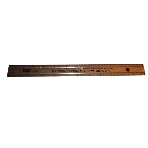 Vtg Vernon company Newton Iowa Advertising Metal 12" Ruler - Picture 1 of 5